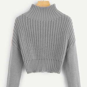 SHEIN Light Gray Cropped Sweater NWT